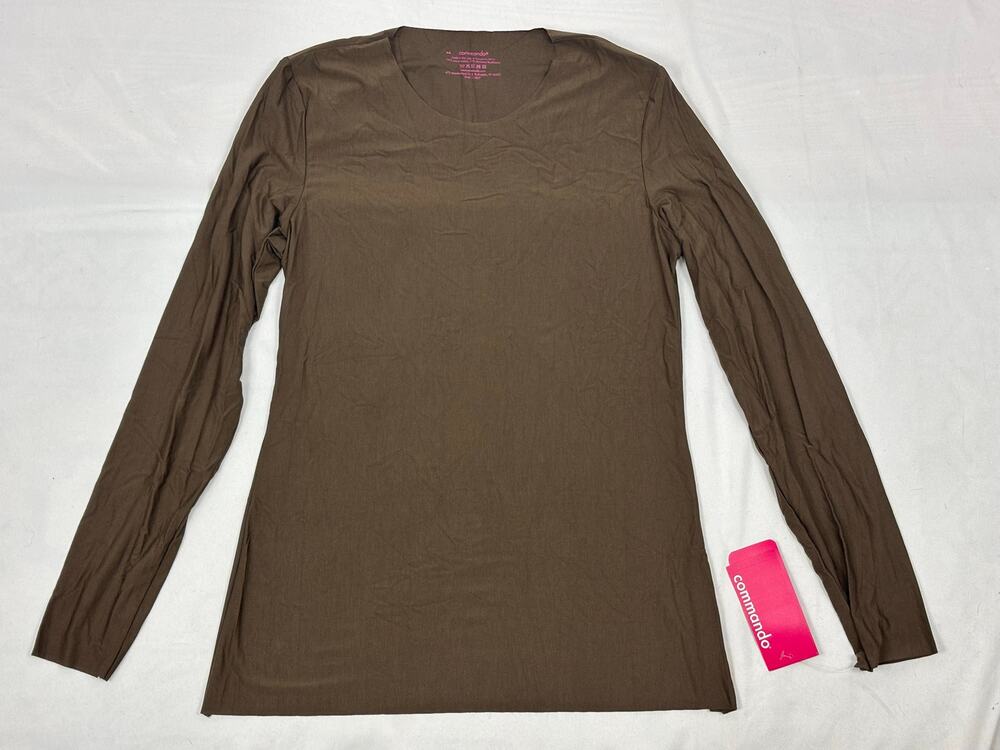 NWT Commando Luxury Butter Long Sleeve Crewneck Top in Espresso Brown XS